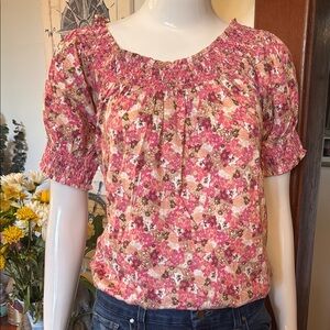 NWT Style&Co size small Floral Pink Smocked Women's Top